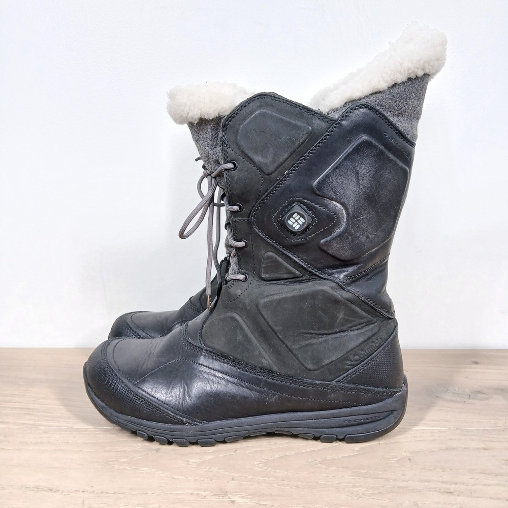 Columbia Boots Womens 7.5 Black Leather Tall Waterproof Winter Snow - Picture 1 of 10